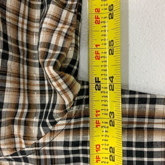Rustler Wrangler Shirt Mens Large Tan Black Plaid Western Cowboy Pearl Snap Farm - Picture 10 of 12